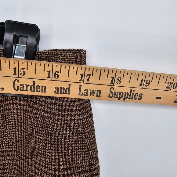 Vintage Preston & York 100% Wool Brown Plaid Dark Academia Pencil Skirt Plus 16 - Picture 3 of 7